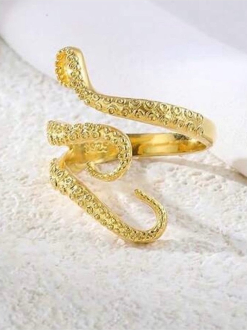 Textured Gold Open Wave Ring - Women Jewelry